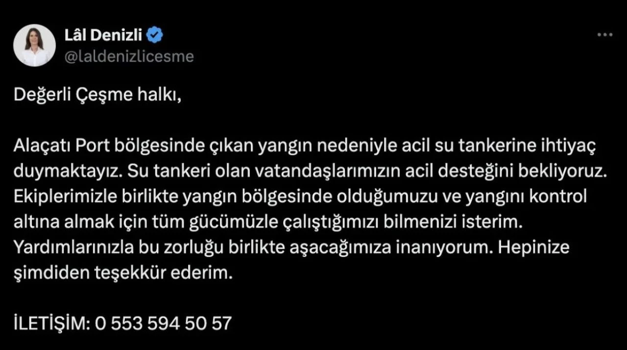 Çeşme Belediye Başkanı Lal Denizli yangın faciasında halktan su tankeri istedi