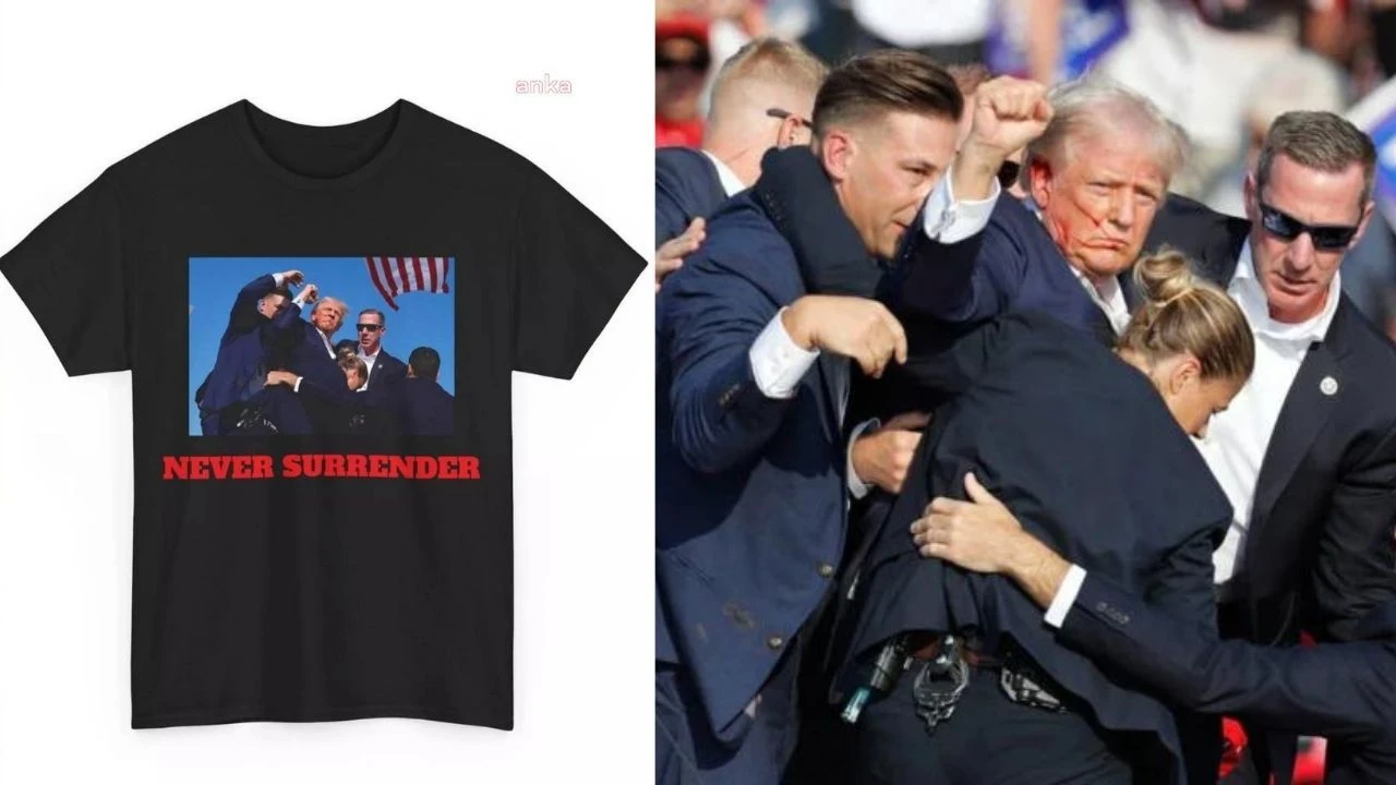Girişimciler bunu kaçırmadı! Trump'ın silahlı saldırı sonrası görüntülerinin yer aldığı tişörtler saldırıdan üç saat sonra satışa çıktı