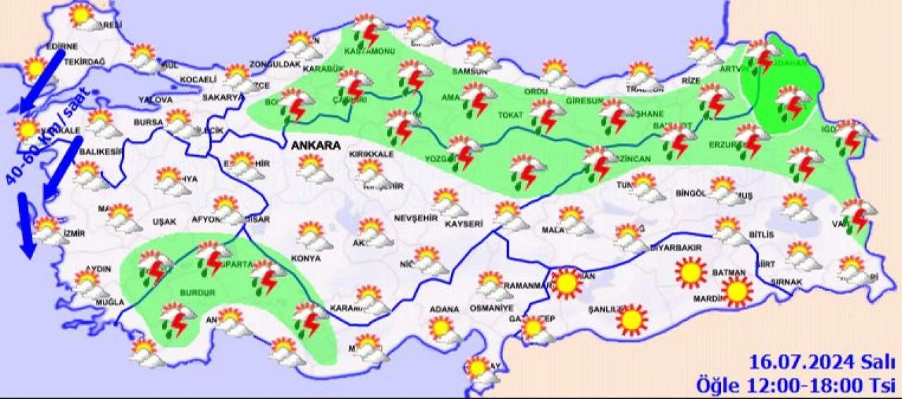 Meteoroloji saat vererek uyardı: 10 ilde sarı alarm! İşte 16 Temmuz il il hava durumu - 1. Resim