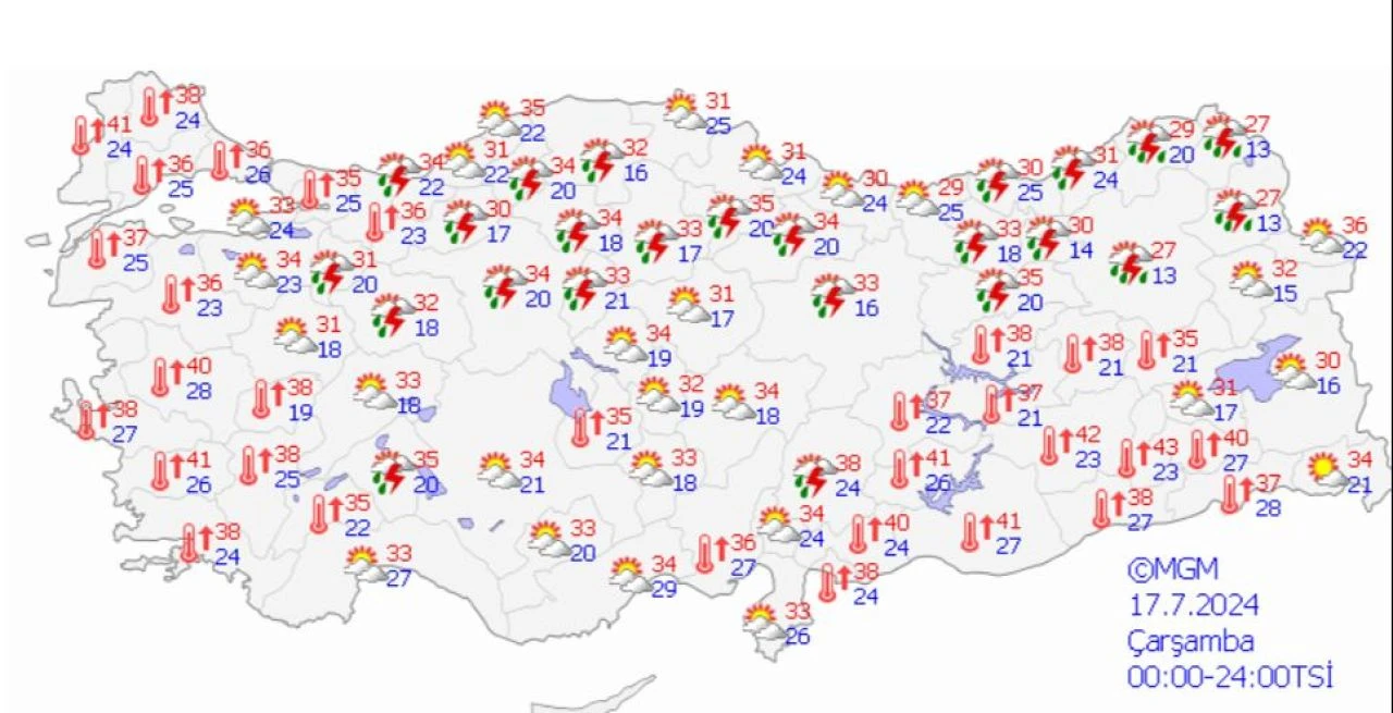 Meteoroloji son raporunu yayınladı: Rekor sıcaklığa hazır olun! İşte 17 Temmuz bölge bölge hava durumu - 1. Resim
