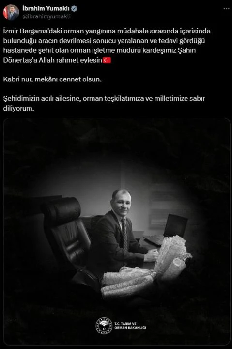 İzmir Bergama'da çıkan orman yangınında şehit olan Şahin Dönertaş, Manisa Salihli Lisesi'nden mezun oldu