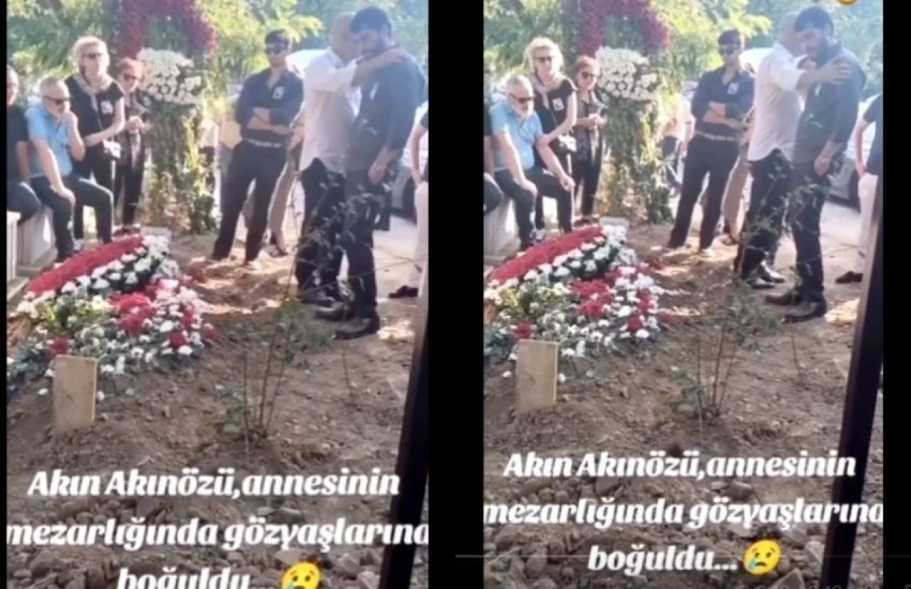 Akın Akınözü, annesinin mezarı başından ayrılamadı! Son hali yürekleri parçaladı