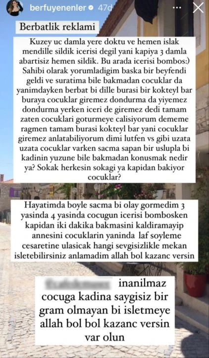 Berfu Yenenler'i çıldırtan olay: Mekan sahibi çocuklarını tersledi - 3. Resim