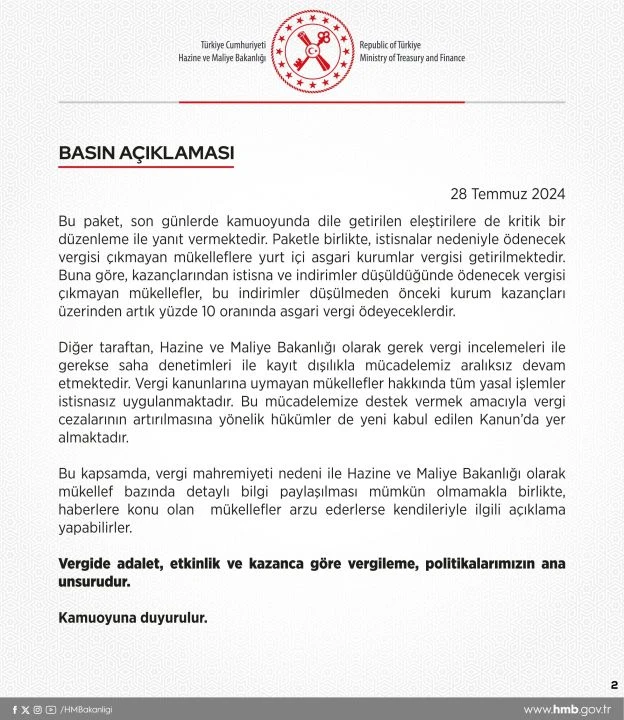 Vergi ödemediği iddia edilen büyük şirketlerle ilgili Hazine ve Maliye Bakanlığı'ndan açıklama - 2. Resim