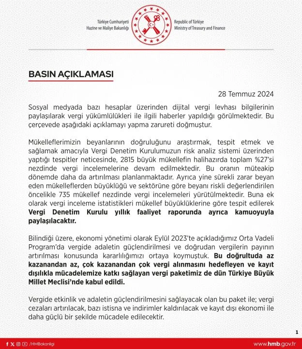 Vergi ödemediği iddia edilen büyük şirketlerle ilgili Hazine ve Maliye Bakanlığı'ndan açıklama - 1. Resim