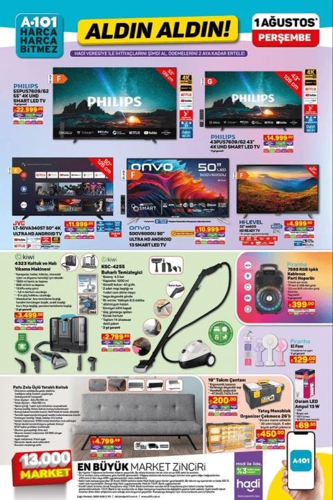 A101 marketlerde 1 Ağustos itibarıyla Adidas ayakkabı, buharlı süpürge ve parti hoparlör gibi birçok ürün yer alacak