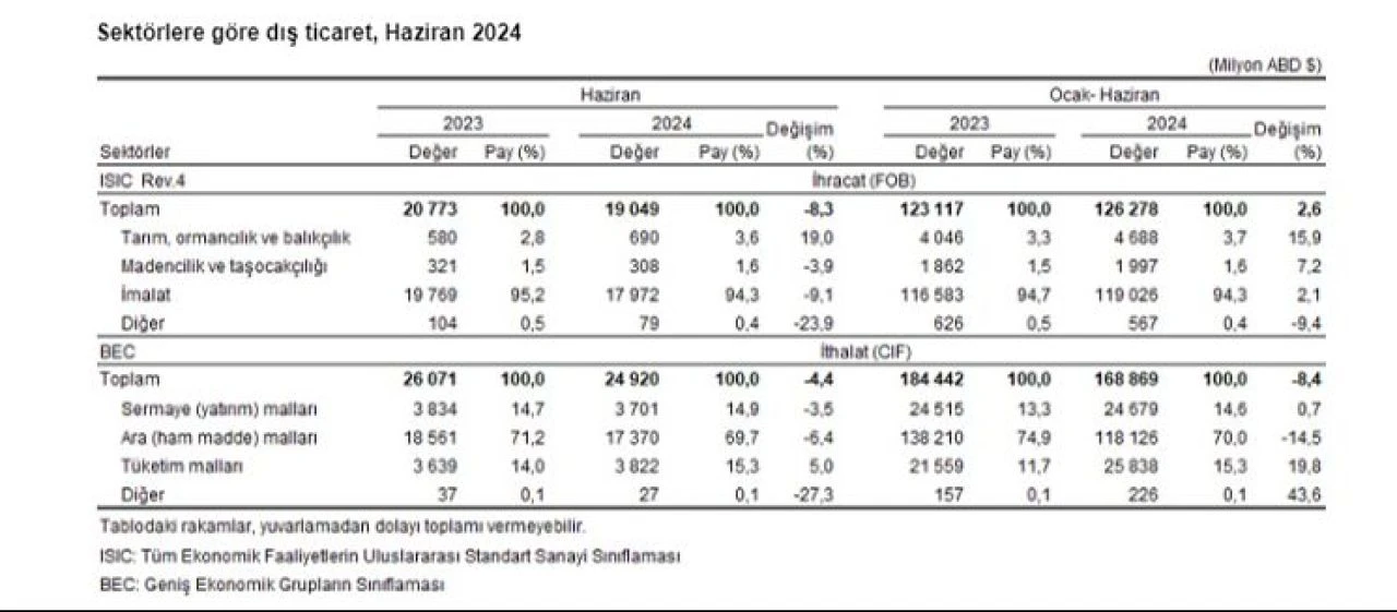 TÜİK dış ticaret istatistiklerini açıkladı! Haziranda ihracat ve ithalat azaldı - 4. Resim
