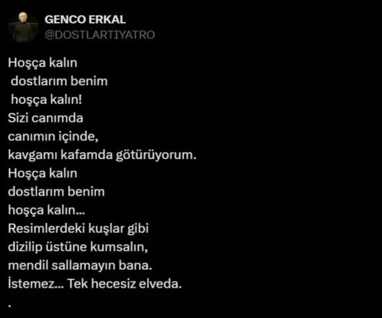 Usta tiyatrocu Genco Erkal hayatını kaybetti! Veda paylaşımı sevenlerini üzdü