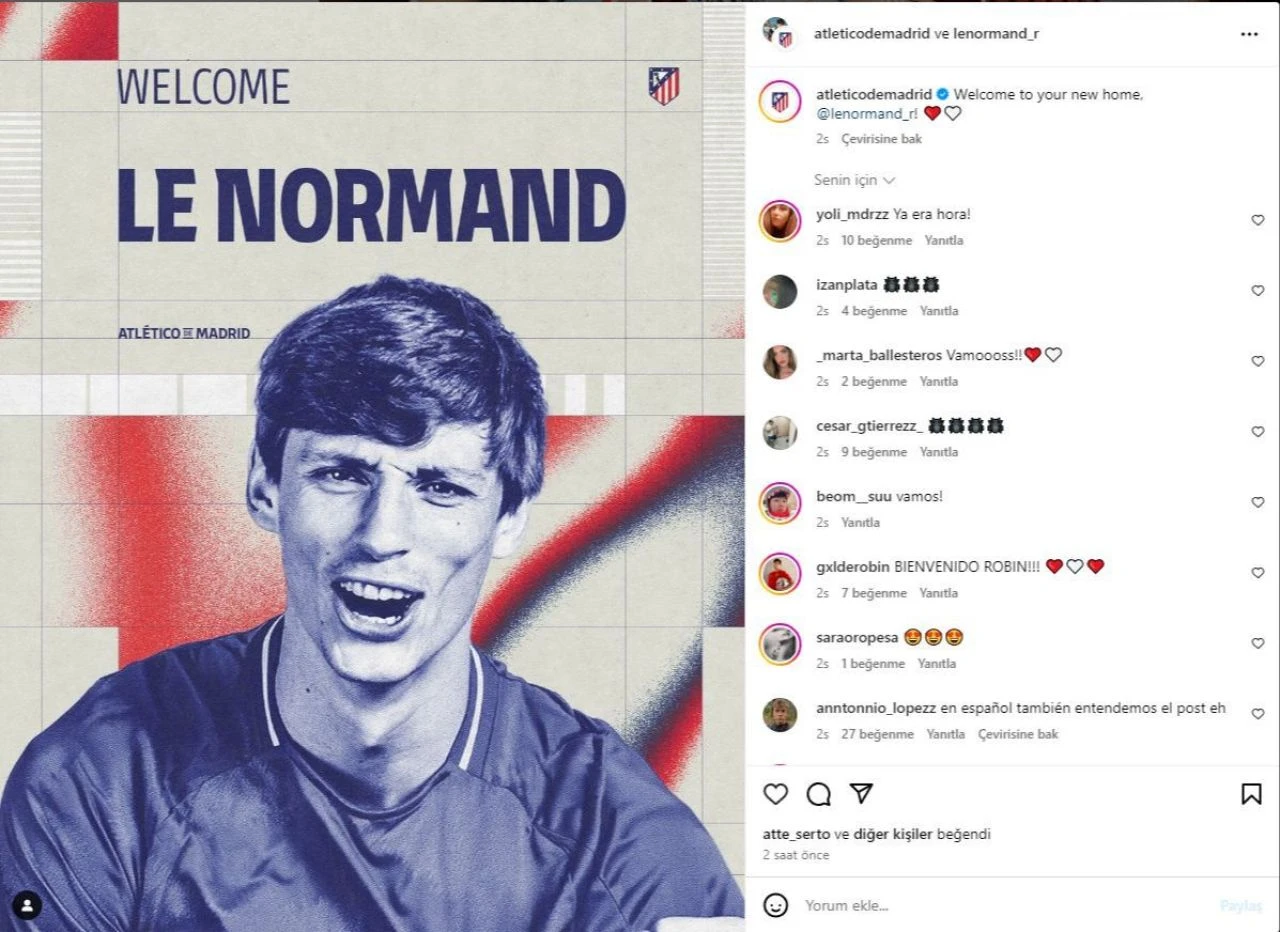 Avrupa Futbol Şampiyonası'nda yıldızı parlamıştı! Robin Le Normand Atletico Madrid'e imzayı attı - 1. Resim