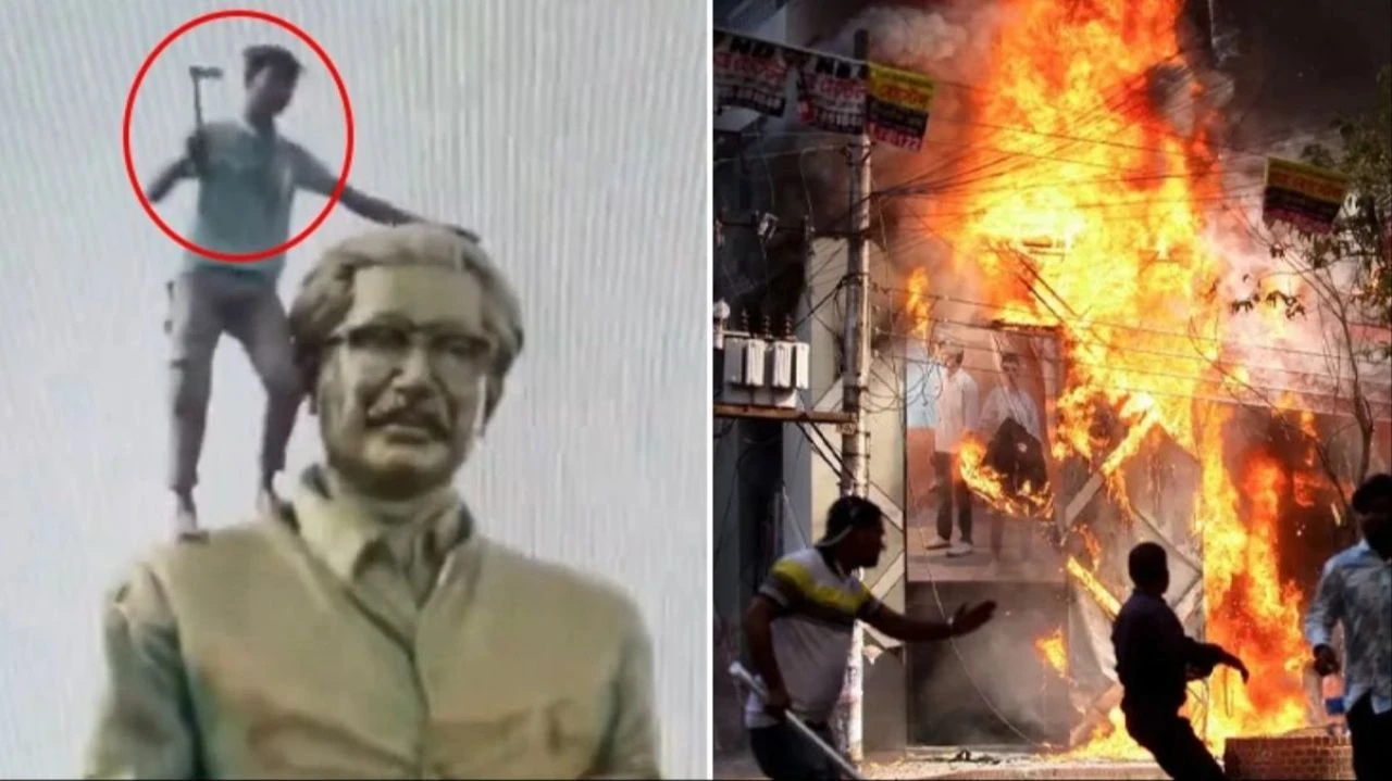 Bangladeş yangın yeri! Başbakan Şeyh Hasina Hindistan'a kaçtı, babasının heykellerini bile yıkıyorlar - 3. Resim