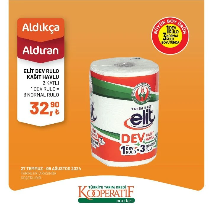 Tarım Kredi Kooperatif marketlerde 9 Ağustos katalog fırsatları! Pirinç, nohut, tuvalet kağıdı ve havlu kağıtta büyük indirim - 5. Resim