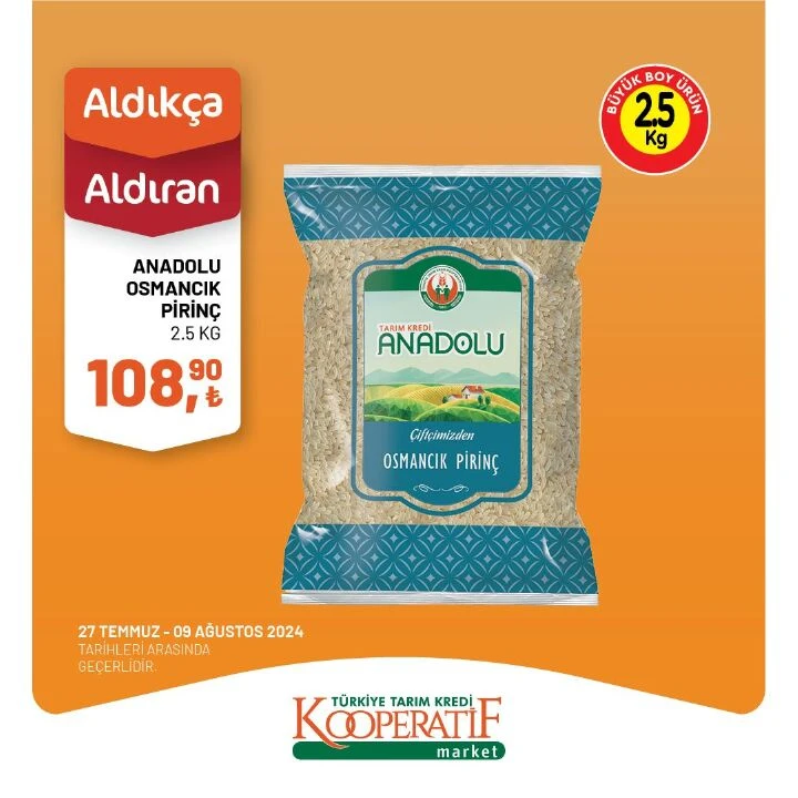 Tarım Kredi Kooperatif marketlerde 9 Ağustos katalog fırsatları! Pirinç, nohut, tuvalet kağıdı ve havlu kağıtta büyük indirim - 8. Resim