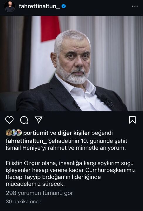 Instagram'dan açıldıktan sonra Haniye fotoğraflarına bu notu düştü! Fahrettin Altun'dan ilk dakikada dikkat çeken paylaşım - 2. Resim