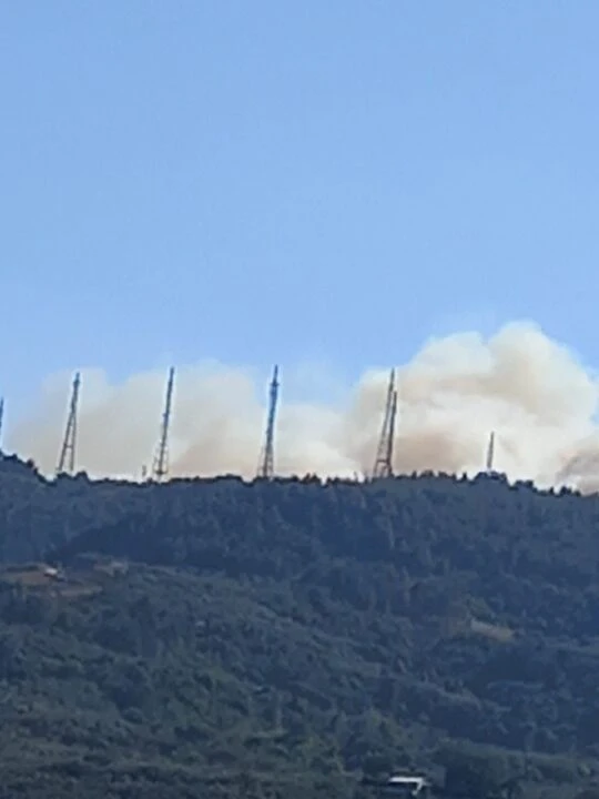 Bursa'nın Osmangazi ilçesinde çıkan orman yangınını söndürme çalışmaları havadan ve karadan devam ediyor - 1. Resim