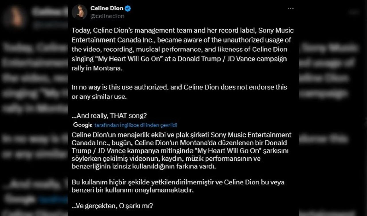 Trump, Titanik'in ünlü şarkısını izinsiz kullandı! Celine Dion küplere bindi - 1. Resim