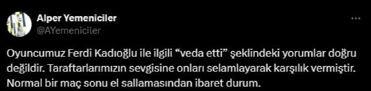 "Ferdi Kadıoğlu Fenerbahçe'den ayrılıyor" iddialarına Fenerbahçe Medya Sorumlusu Alper Yemeniciler cevap verdi