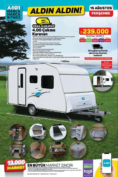 A101 15 Ağustos aktüel kataloğunda Kawasaki Jet Ski, çekme karavan, tiny house ve onlarca ürün satışa çıkıyor!