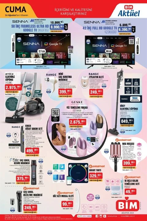 BİM 16 Ağustos aktüel kataloğunda smart tartı, Barbie bebek, pedallı temizlik seti ve toz alma aparatı gibi onlarca ürün satışa çıkıyor