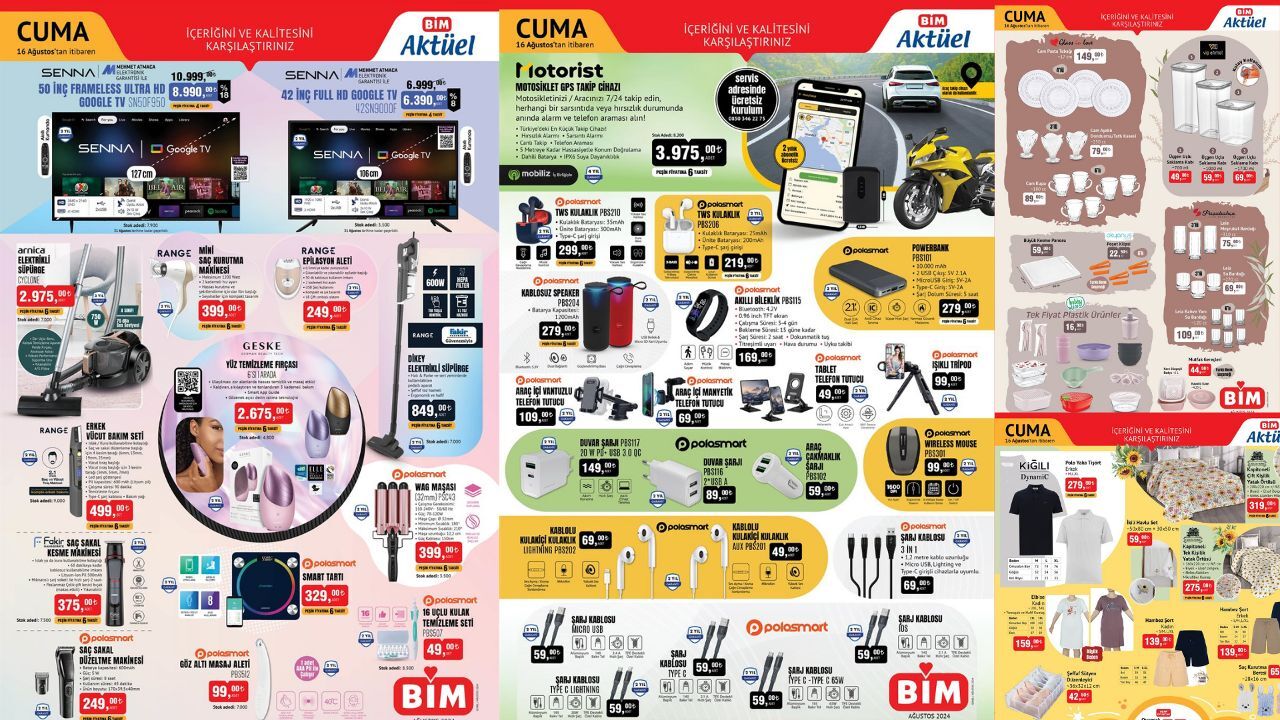 BİM 16 Ağustos aktüel kataloğunda smart tartı, Barbie bebek, pedallı temizlik seti ve toz alma aparatı gibi onlarca ürün satışa çıkıyor