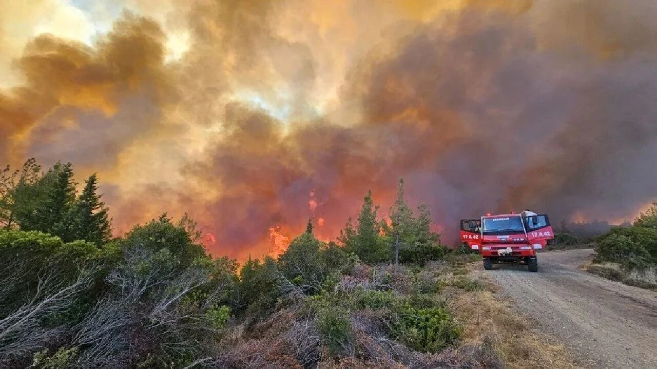 Çanakkale ve Manisa'da alevlerle mücadele! Şehitlik ve Conk Bayırı ziyarete kapatıldı