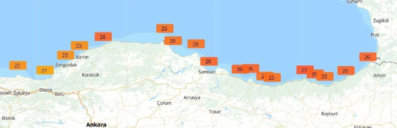 Bartın, Kastamonu dahil olmak üzere 18 Ağustos Karadeniz deniz suyu sıcaklığı MGM tarafından açıklandı