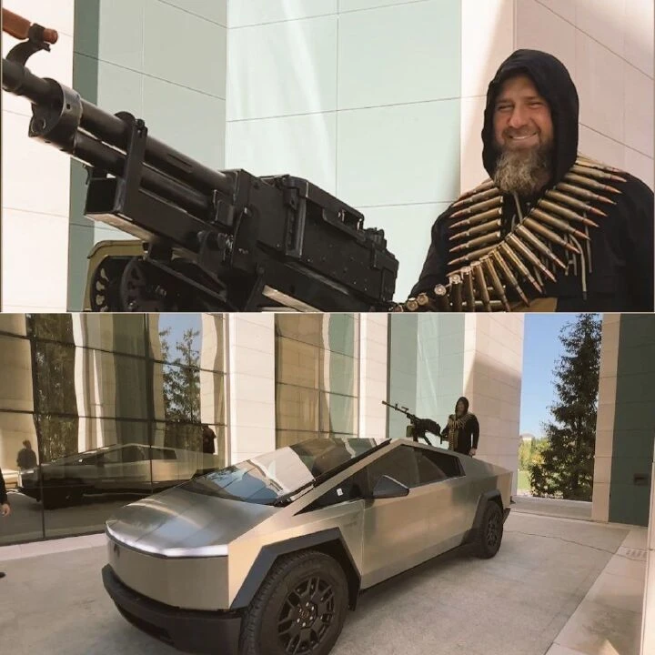 Çeçen lider Ramazan Kadirov Cybertruck'a tüfek takıp, gövde gösterisi yaptı! Elon Musk'ı öve öve bitiremedi - 2. Resim