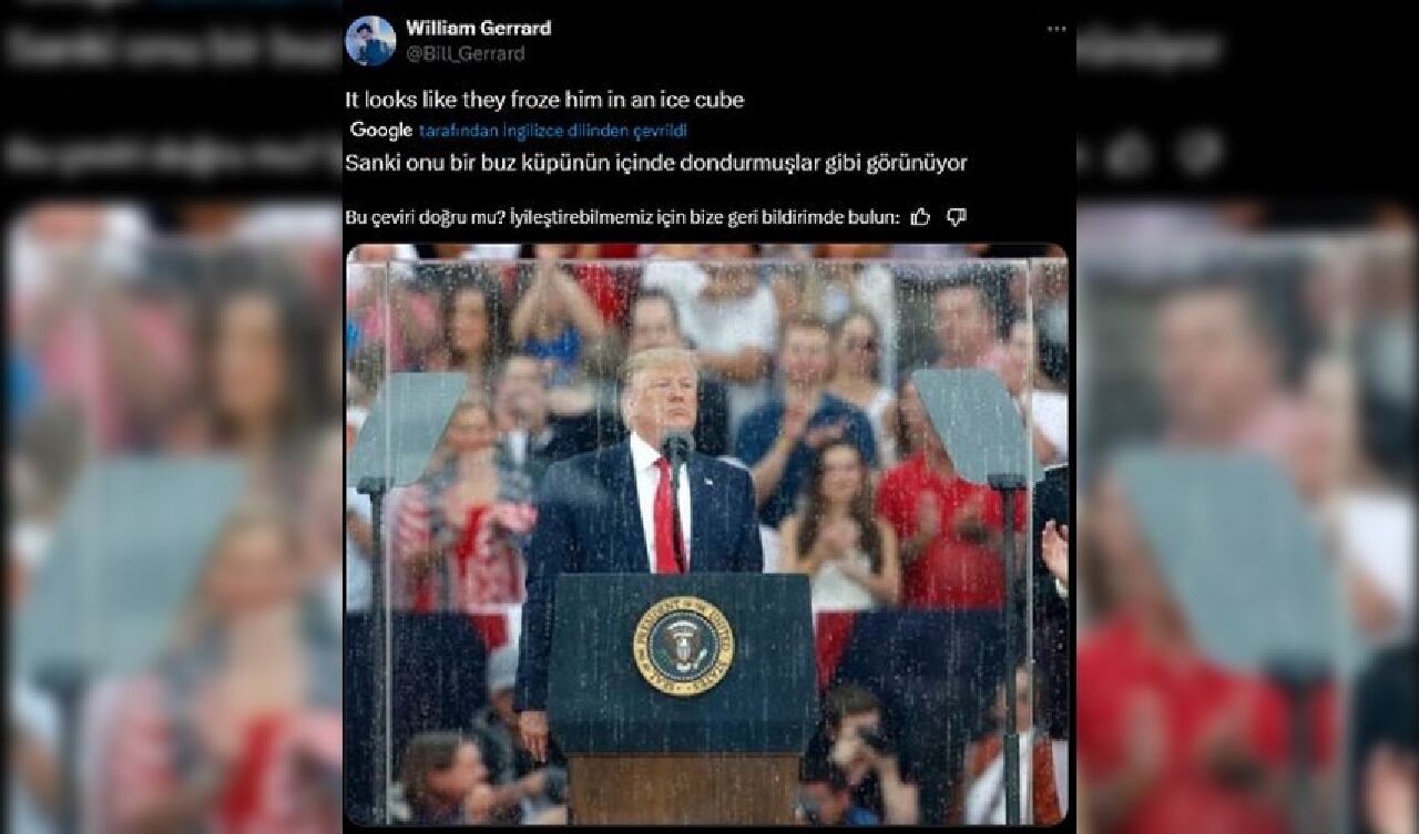 Donald Trump'ın mitinglerde kullandığı yöntem alay konusu oldu: Buz küpünün içinde donmuş gibi görünüyor - 2. Resim