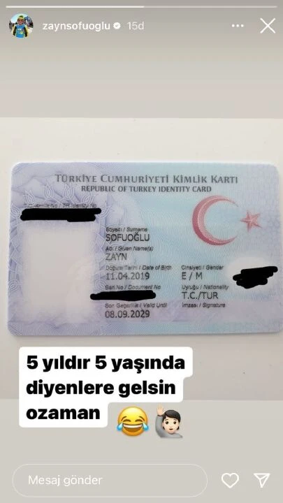 Kenan Sofuoğlu 5 yıldır 5 yaşında denilen oğlu Zayn'nın kimliğini paylaştı - 1. Resim