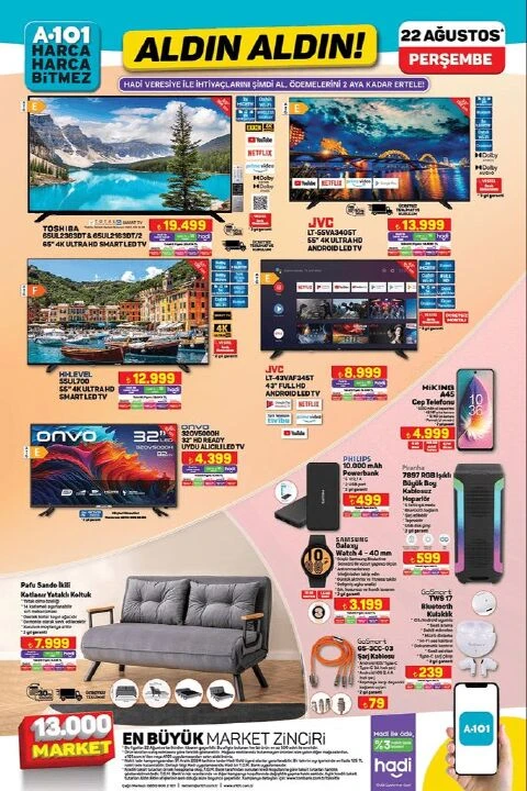 A101 22 Ağustos aktüel kataloğunda Samsung Galaxy Watch 4, Samsung mikrodalga fırın, buharlı temizleyici, kamp sandalyeleri ve valiz çeşitleri satışa çıkıyor