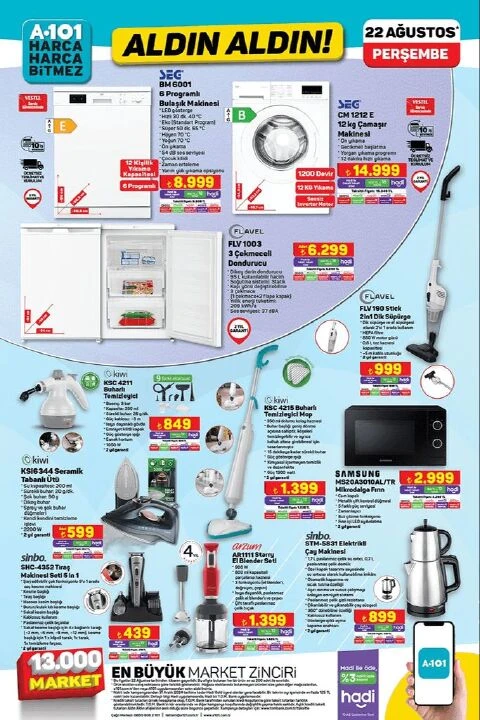 A101 22 Ağustos aktüel kataloğunda Samsung Galaxy Watch 4, Samsung mikrodalga fırın, buharlı temizleyici, kamp sandalyeleri ve valiz çeşitleri satışa çıkıyor