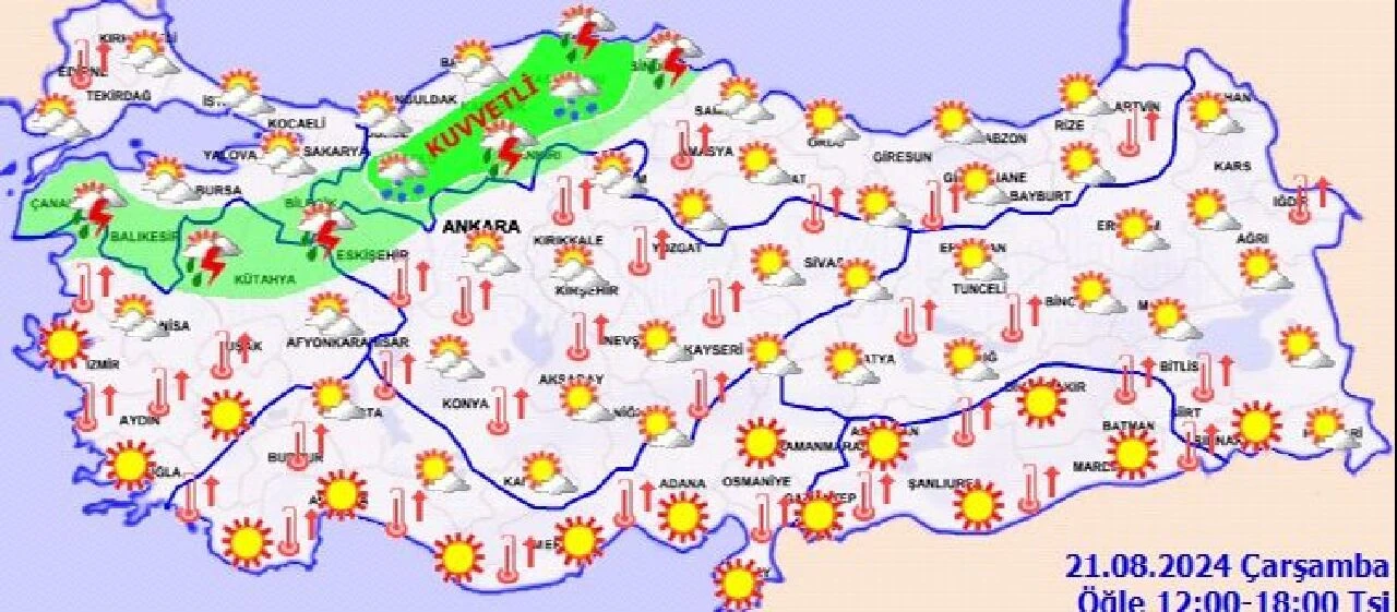 Meteoroloji hava durumu raporlarına göre 21 Ağustos günü 3 ilde yağmur bekleniyor - 1. Resim