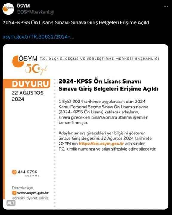 2024 KPSS Ön Lisans sınav giriş yerleri ÖSYM tarafından açıklandı - 2. Resim