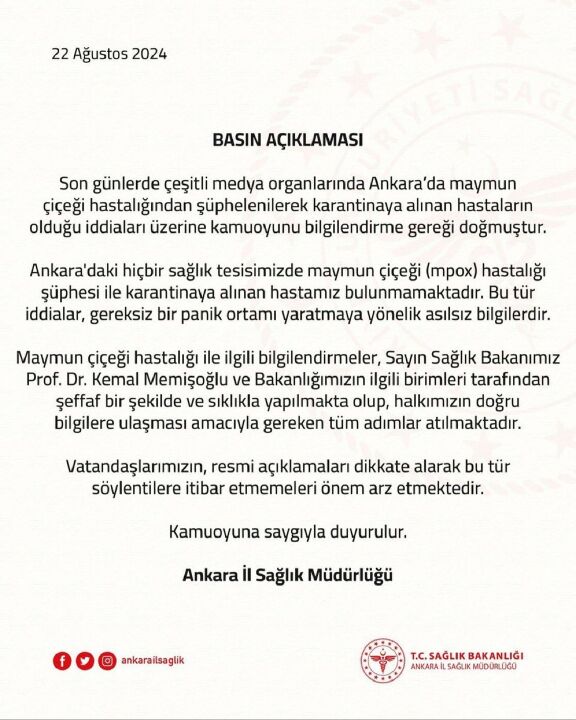 Son dakika | Ankara’da maymun çiçeği alarmı! İl Sağlık Müdürlüğü'nden ilk açıklama geldi - 1. Resim