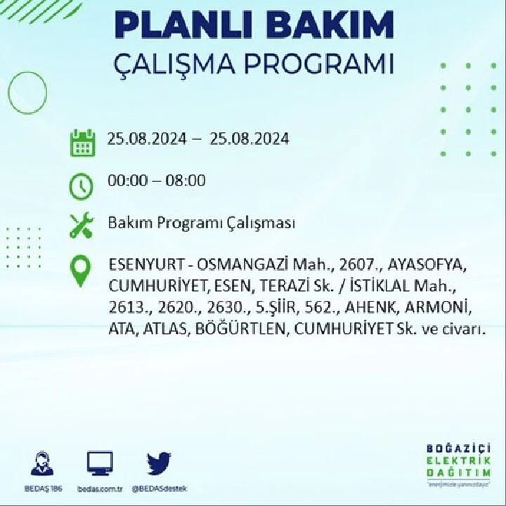 25 Ağustos İstanbul elektrik kesintisi Bağcılar, Esenyurt ve Avcılar ilçelerinde yaşanacak - 5. Resim