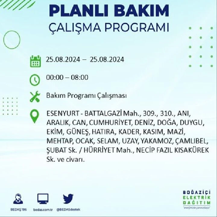 25 Ağustos İstanbul elektrik kesintisi Bağcılar, Esenyurt ve Avcılar ilçelerinde yaşanacak - 4. Resim