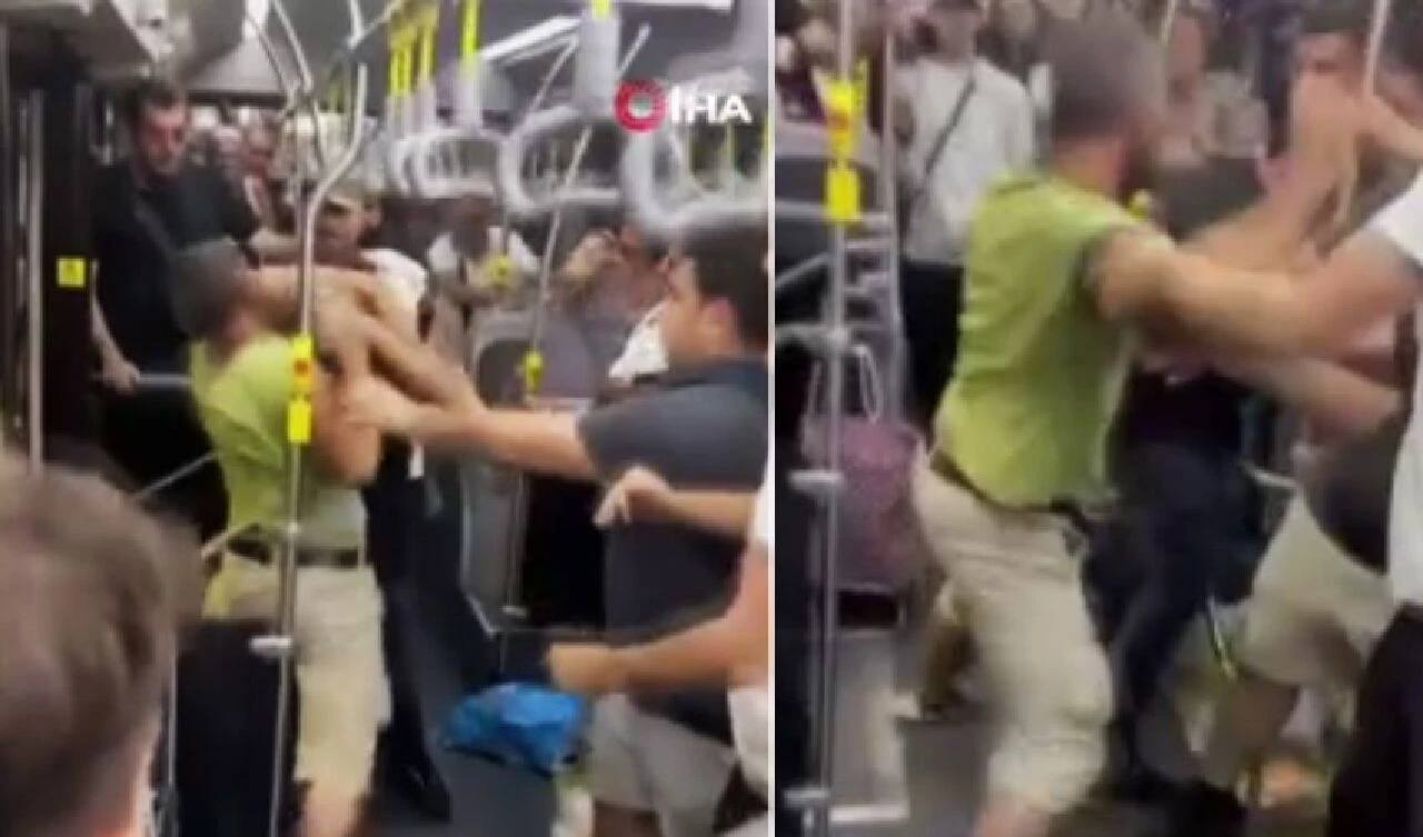 Yer verme tartışması kavgaya dönüştü! Metrobüste tekme ve yumruklar havada uçuştu!