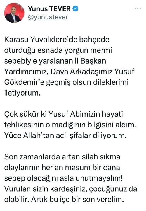 AK Partili Yusuf Gökdemir yorgun mermi kurbanı oldu! Partiden tepki geldi - 2. Resim