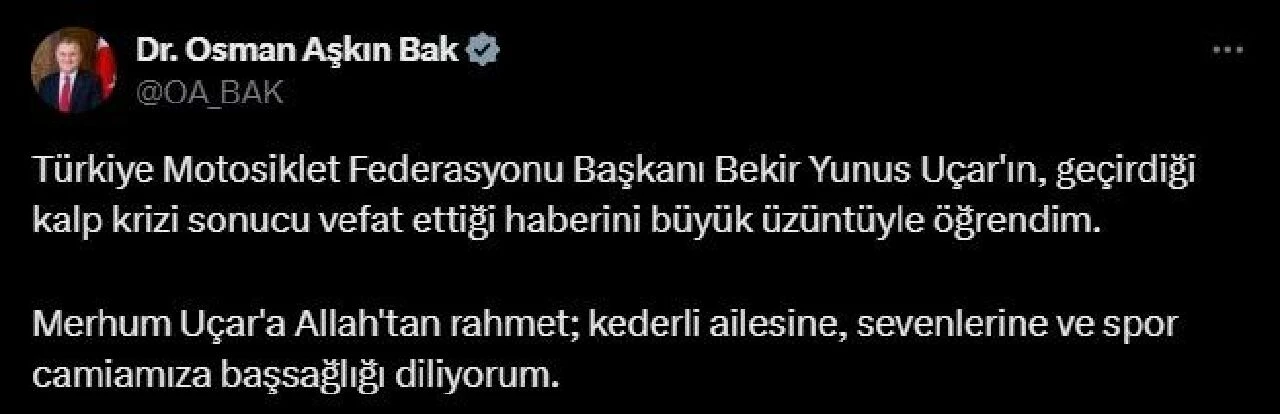 Bekir Yunus Uçar, 51 yaşında geçirdiği kalp krizi sonucu hayatını kaybetti