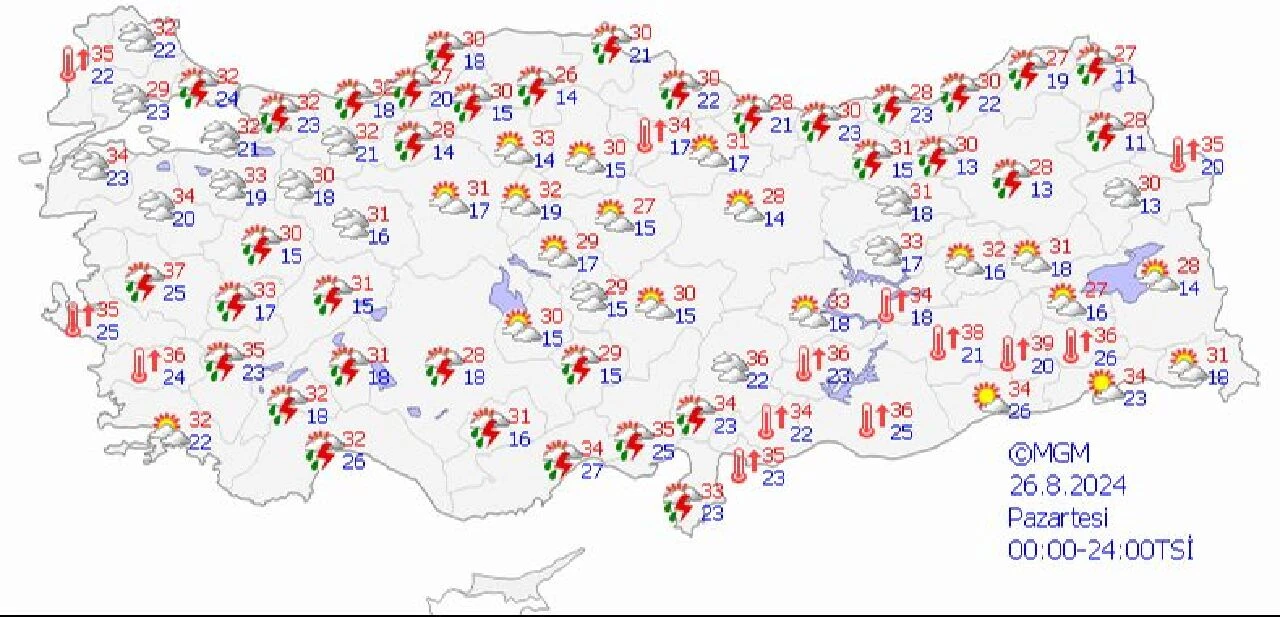 hava durumu Meteoroloji yeni haftanın raporunu yayımladı: İstanbul dahil birçok ilde sağanak alarmı! İşte 26 Ağustos 2024 il il <a href=