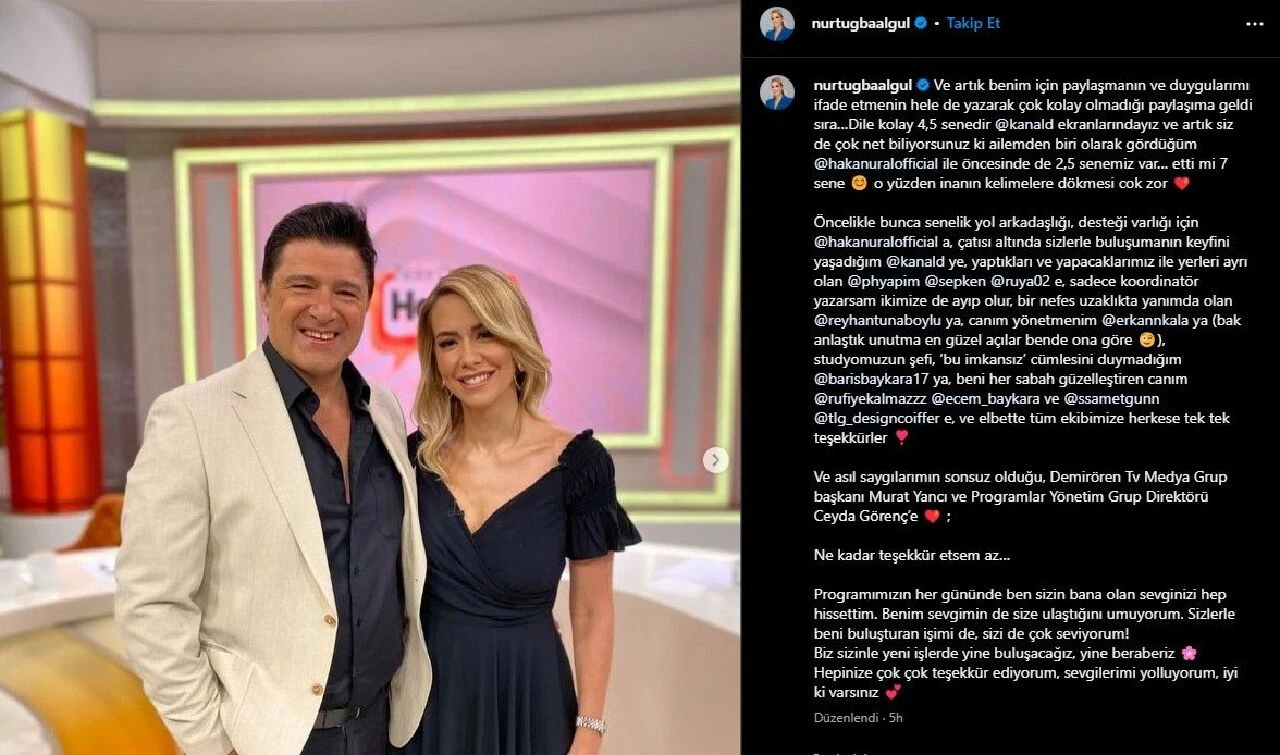 Nur Tuğba Namlı, Neler Oluyor Hayatta programından ayrıldığını geçen ay sosyal medya hesabından duyurmuştu