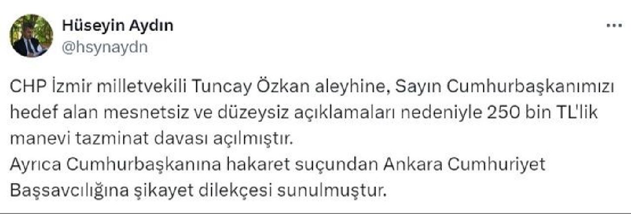 Son dakika | Cumhurbaşkanı Erdoğan'dan Tuncay Özkan'a tazminat davası - 1. Resim