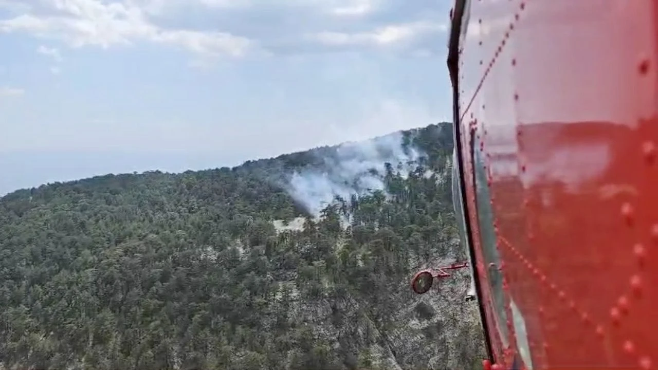 Balıkesir'in Edremit'de Kaz Dağları'nda çıkan yangına müdahale ediliyor - 1. Resim