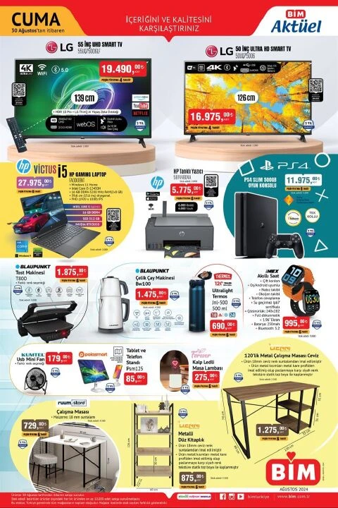 BİM 30 Ağustos aktüel kataloğunda motosiklet, PS4 oyun konsolu, laptop, ankastre set, UHD Smart TV ve termos gibi birçok ürün satışa çıkıyor - 1. Resim