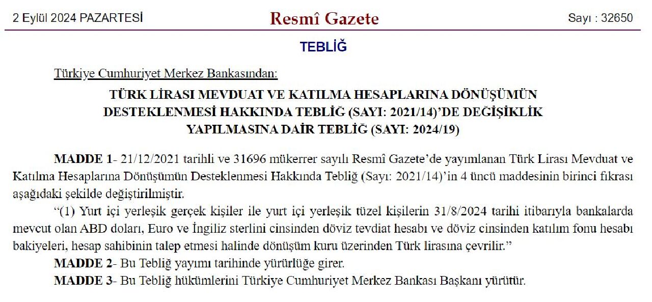 Döviz dönüşümlü KKM tarihi uzatıldı! Döviz ve altın hesapları TL'ye çevrilebilecek - 1. Resim