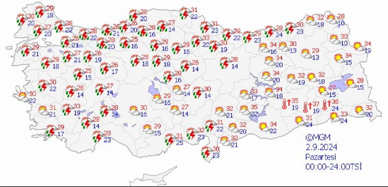 İstanbul dahil 6 ilde sarı alarm: Gök gürültülü sağanak geliyor! İşte 2 Eylül 2024 hava durumu - 1. Resim