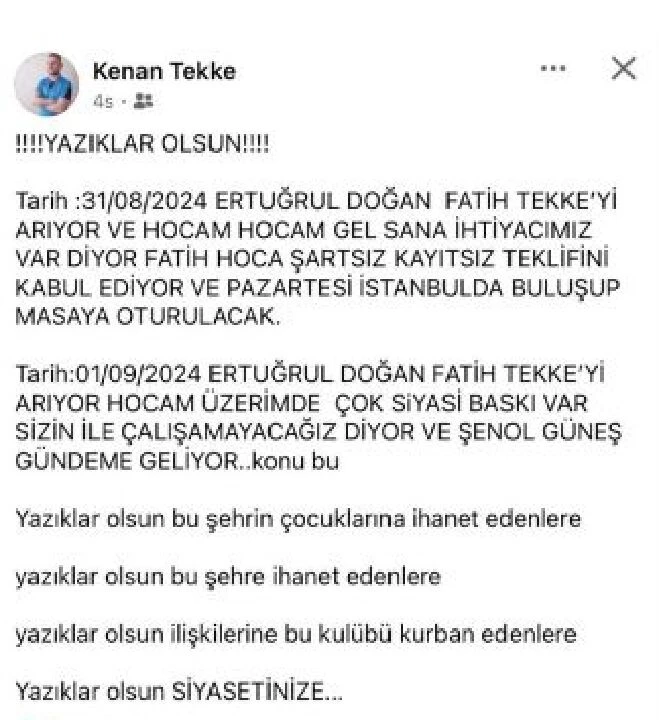 Trabzonspor'da ortalık karıştı! Şenol Güneş'le görüşme öncesi Fatih Tekke'ye engel iddiası - 1. Resim