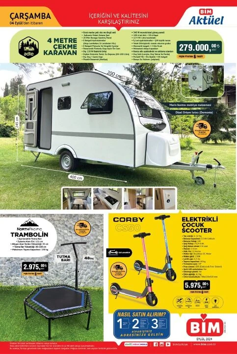 BİM 4 Eylül aktüel kataloğunda çekme karavan, trambolin, led yüz maskesi ve yüz germe masaj cihazı gibi ürünler satışa çıkıyor - 2. Resim