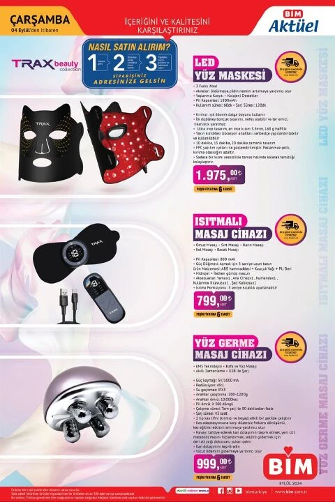 BİM 4 Eylül aktüel kataloğunda çekme karavan, trambolin, led yüz maskesi ve yüz germe masaj cihazı gibi ürünler satışa çıkıyor - 1. Resim
