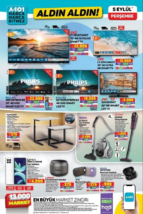 A101 5 Eylül aktüel kataloğunda Adidas ayakkabı, Pierre Cardin saç kurutma makinesi katlanabilir bisiklet, akülü araba gibi birçok ürün yer alıyor - 1. Resim