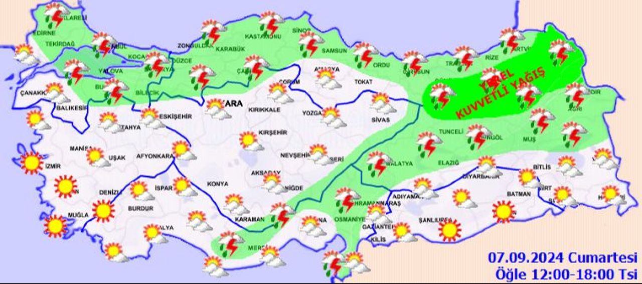 Meteoroloji'den hafta sonu plan yapanlara uyarı: 6 ilde şiddetli yağacak! İşte 7 Eylül 2024 hava durumu raporu - 2. Resim